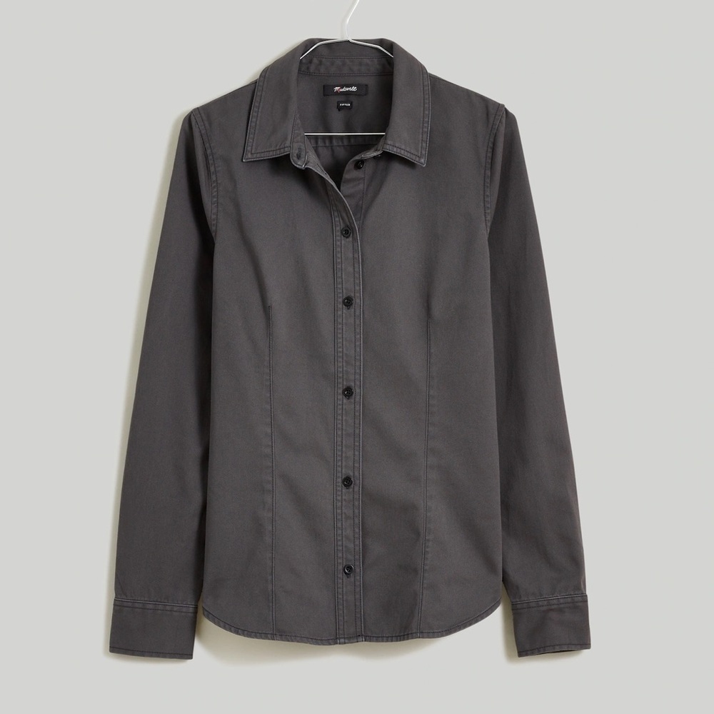 NWT Madewell Darted Button-Up Shirt in (Re)generative Chino, Gray, Size 4